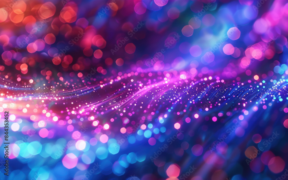 Poster a vibrant and colorful abstract background with glowing bokeh lights, creating a dynamic and festive
