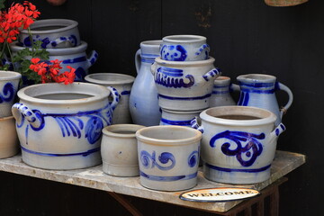 Grey Blue Pottery Display at Zaanse Schans, Netherlands