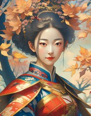 beautiful woman wearing traditional japanese dress