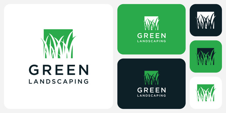 Green grass silhouette vector logo design with modern, simple, clean and abstract style.