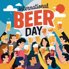 Naklejka premium Flat illustration of the International Beer Day concept. Greeting card