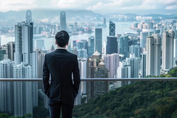 Fototapeta premium Free photo businessman in a big office in concept of business vision