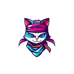 Fototapeta premium Close-up image of cat in bandana and hat