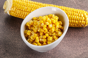 Marinated corn in the bowl