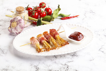 Grilled enoki mushroom with bacon