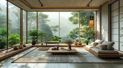 Modern Zen Living Room Design with Natural Light