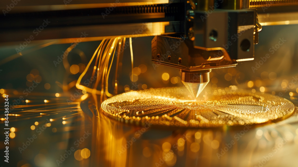 Poster a gold object is being created by a machine