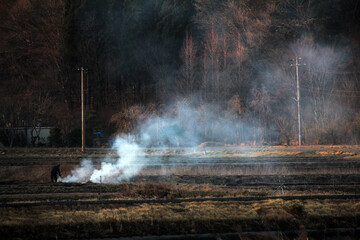 fire and smoke japanese farm