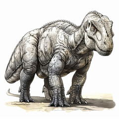 Fototapeta premium A detailed, realistic cartoon illustration of an Iguanodon dinosaur,