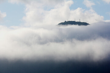 mountain in the fog