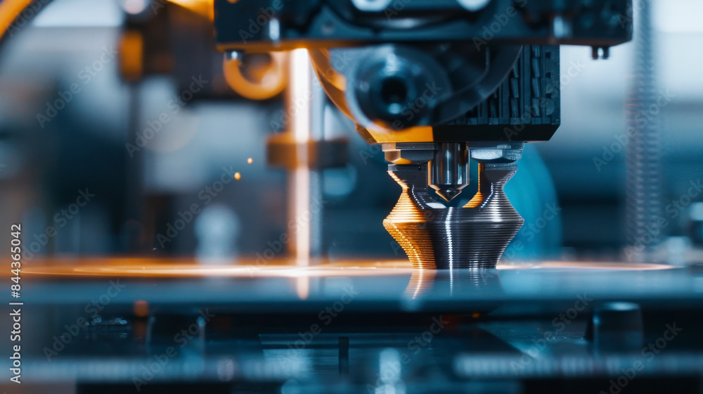 Poster a 3d printer is in the process of creating a piece of art