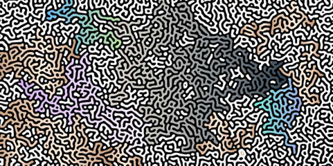 Gradient noise line abstract spread geometric background. Monochrome Turing reaction background. Abstract diffusion pattern with chaotic shapes. Vector illustration