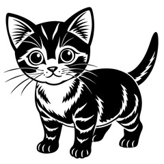 Fototapeta premium the kitten marvels vector silhouette illustration