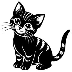 the kitten marvels vector silhouette illustration