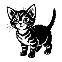 the kitten marvels  vector silhouette illustration