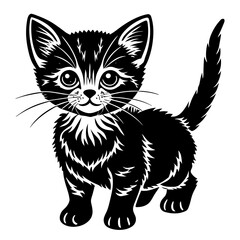 the kitten marvels  vector silhouette illustration