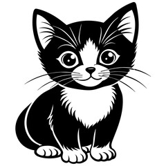 the kitten marvels vector silhouette illustration