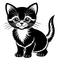 the kitten marvels vector silhouette illustration