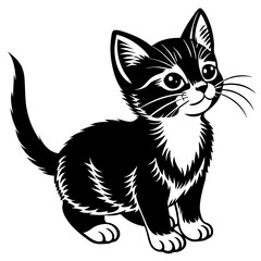 the kitten marvels  vector silhouette illustration
