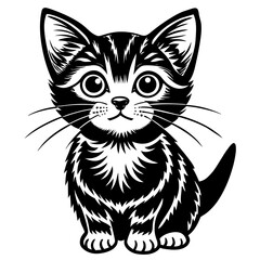 the kitten marvels vector silhouette illustration