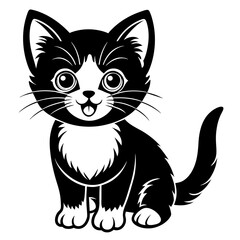 the kitten marvels  vector silhouette illustration