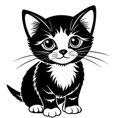 the kitten marvels vector silhouette illustration