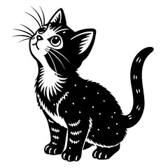 the kitten marvels vector silhouette illustration