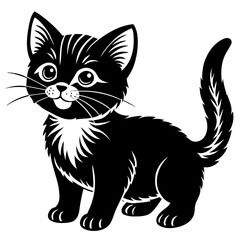 the kitten marvels vector silhouette illustration