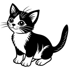 the kitten marvels  vector silhouette illustration