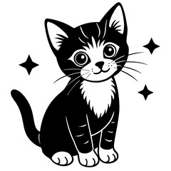 the kitten marvels vector silhouette illustration