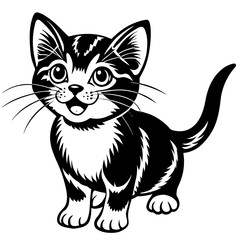 the kitten marvels  vector silhouette illustration