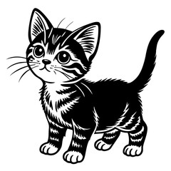 the kitten marvels  vector silhouette illustration