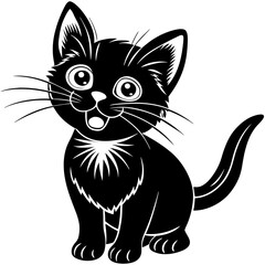 the kitten marvels  vector silhouette illustration