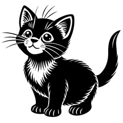 Obraz premium the kitten marvels vector silhouette illustration