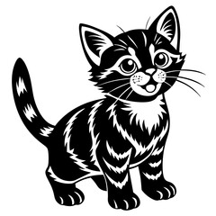 the kitten marvels  vector silhouette illustration