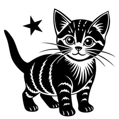 the kitten marvels  vector silhouette illustration