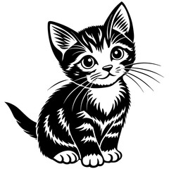 the kitten marvels  vector silhouette illustration