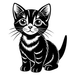 the kitten marvels  vector silhouette illustration