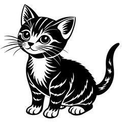 the kitten marvels  vector silhouette illustration