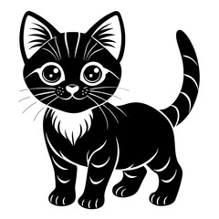 the kitten marvels  vector silhouette illustration
