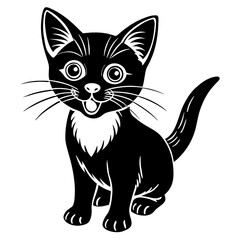 the kitten marvels  vector silhouette illustration