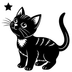the kitten marvels  vector silhouette illustration