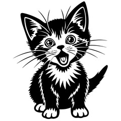 the kitten marvels  vector silhouette illustration