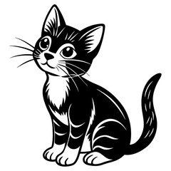 the kitten marvels  vector silhouette illustration