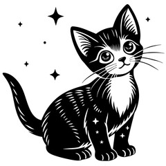 the kitten marvels  vector silhouette illustration