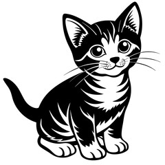 Fototapeta premium the kitten marvels vector silhouette illustration