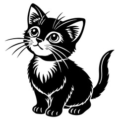 the kitten marvels  vector silhouette illustration