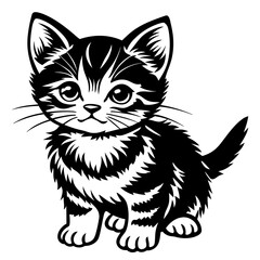 the kitten marvels  vector silhouette illustration