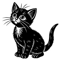 the kitten marvels  vector silhouette illustration