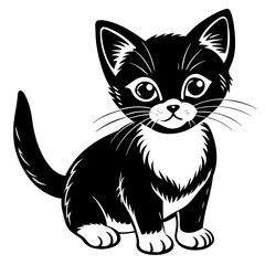 the kitten marvels  vector silhouette illustration